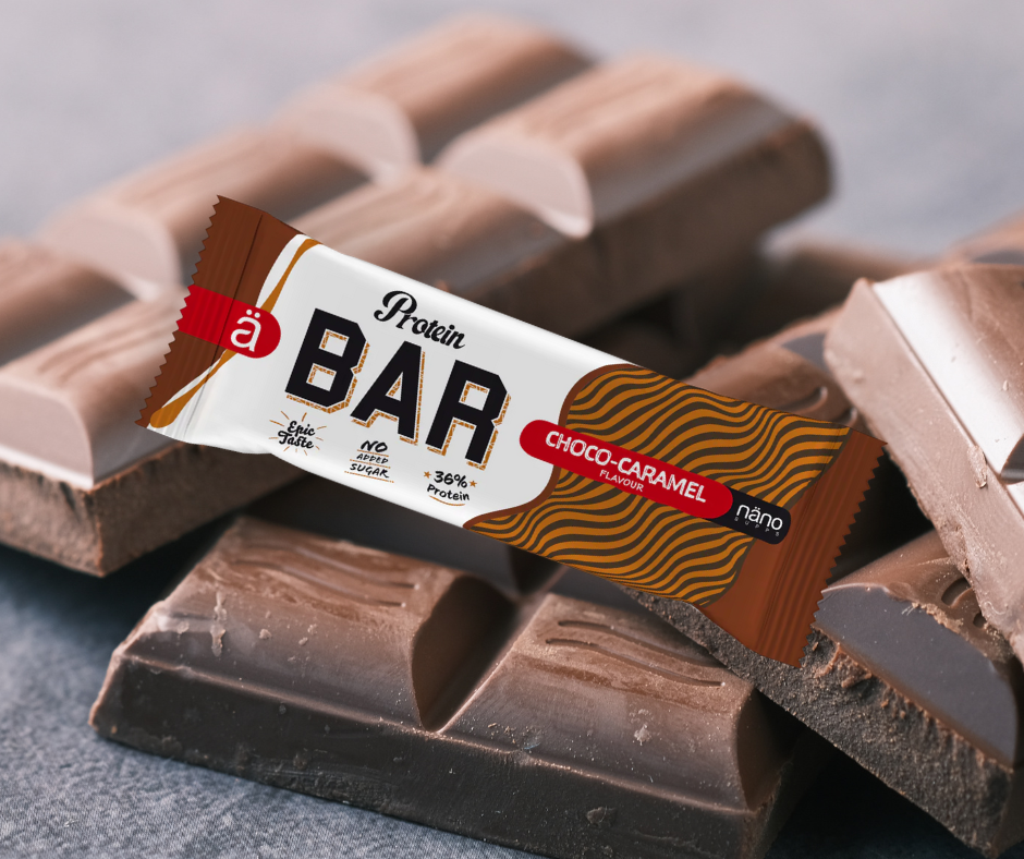 Proteīna batoniņš Chocolate & Caramel Nänosupps 55gr.