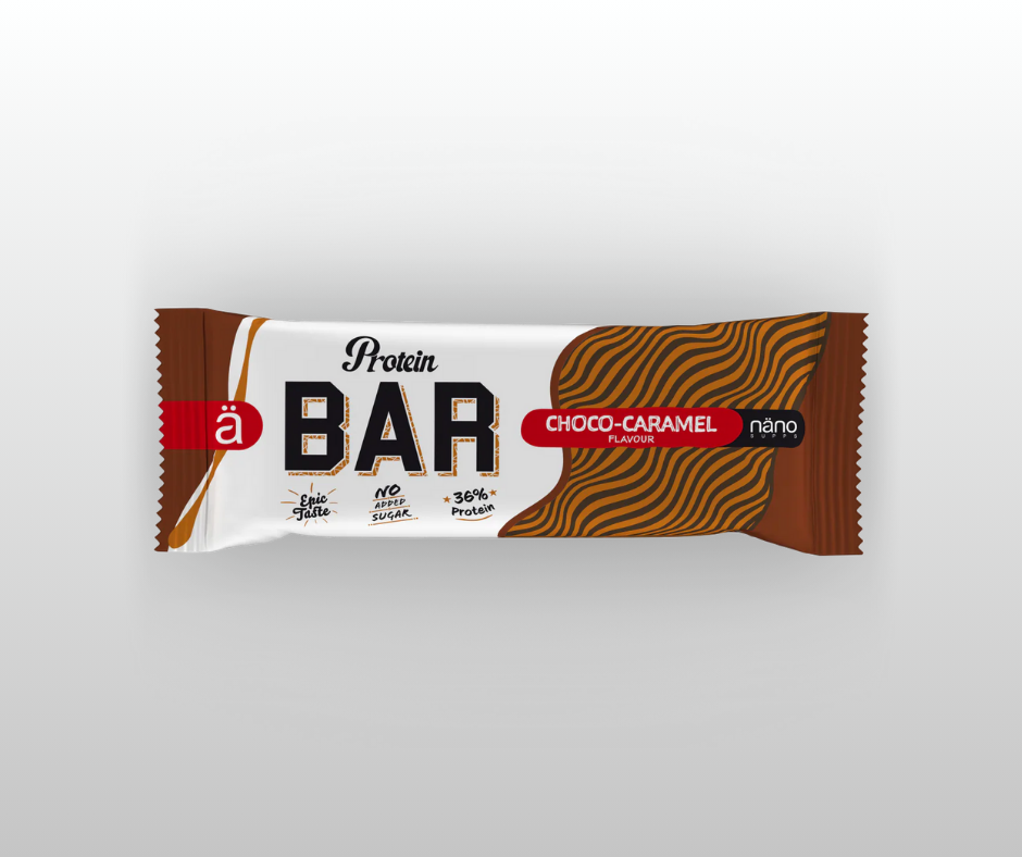 Proteīna batoniņš Chocolate & Caramel Nänosupps 55gr.