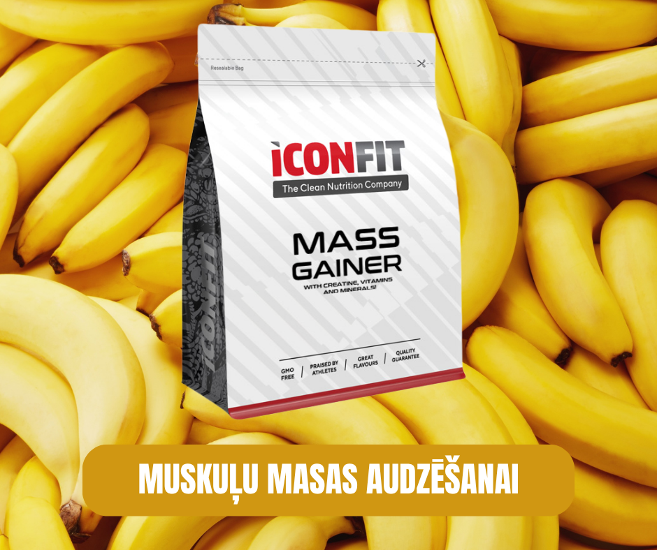 MUSKUĻU MASAS AUDZĒŠANAS GEINERIS ICONFIT, BANĀNU 1,5kg
