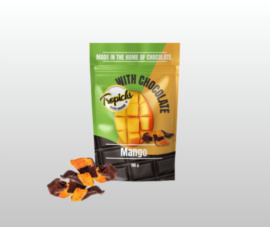 ŽĀVĒTS MANGO AR ŠOKOLĀDI TROPICKS 100GR