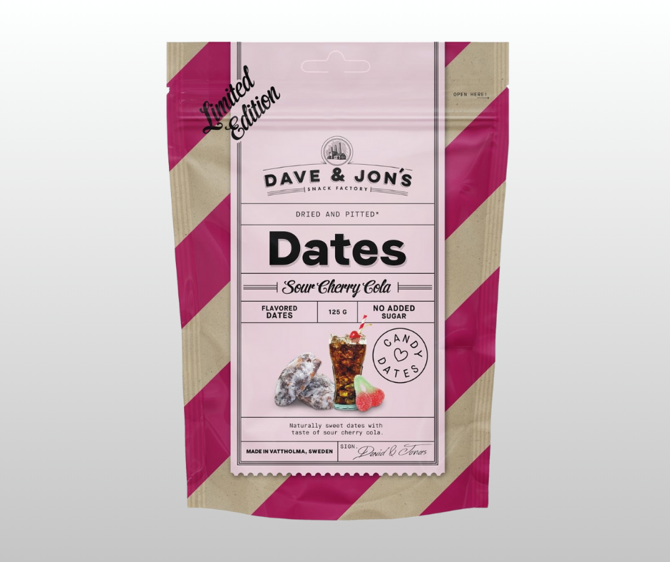 DATELES AR CHERRY COLA GARŠU DAVE & JON`S  125gr