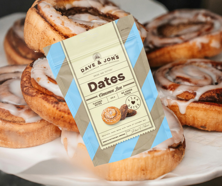 1 + 1 DATELES AR CINNAMON BUN GARŠU DAVE & JON`S 2x125gr