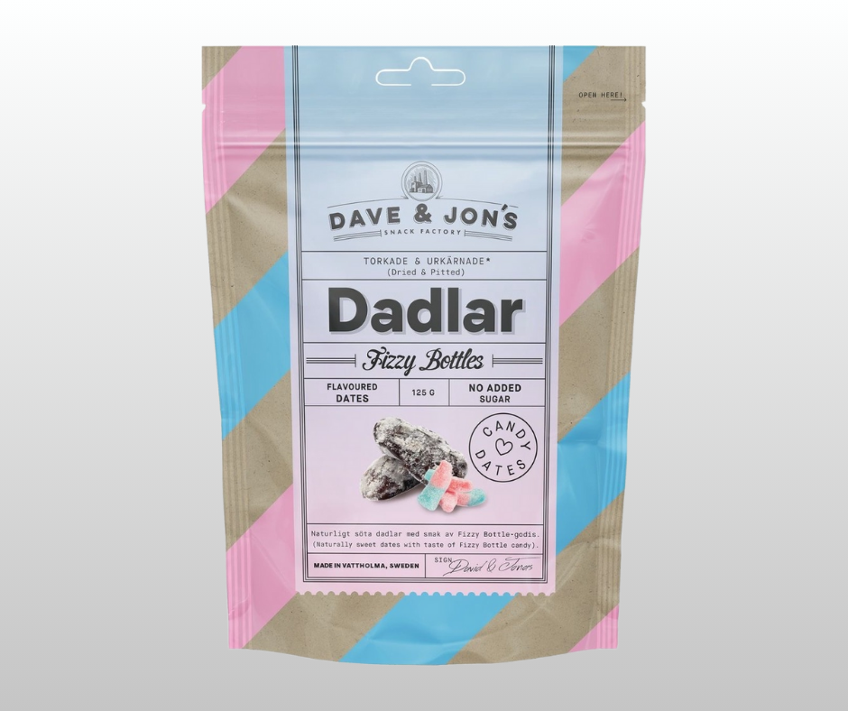 DATELES AR FIZZY BOTTLES GARŠU DAVE & JON`S  125gr