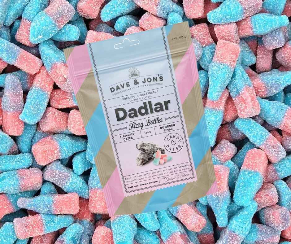 1 + 1 DATELES AR FIZZY BOTTLES GARŠU DAVE & JON`S  2x125gr