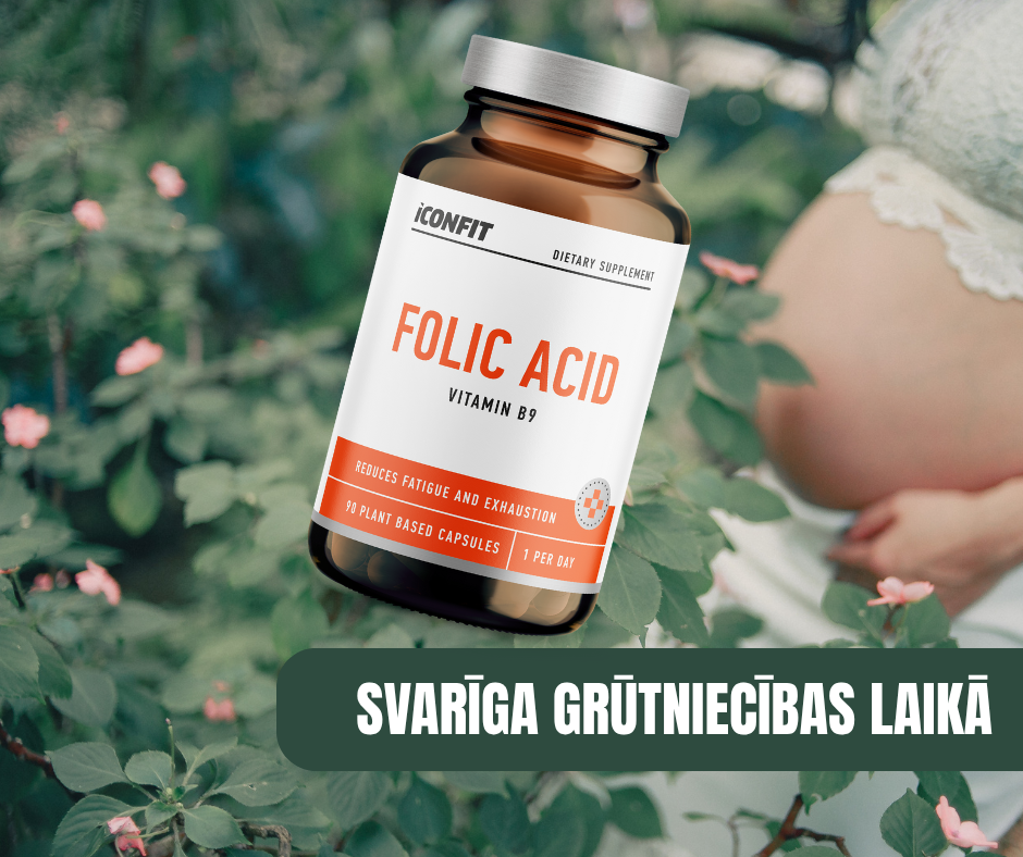 FOLIJSKĀBE + B9 VITAMĪNS ICONFIT 90 kapsulas
