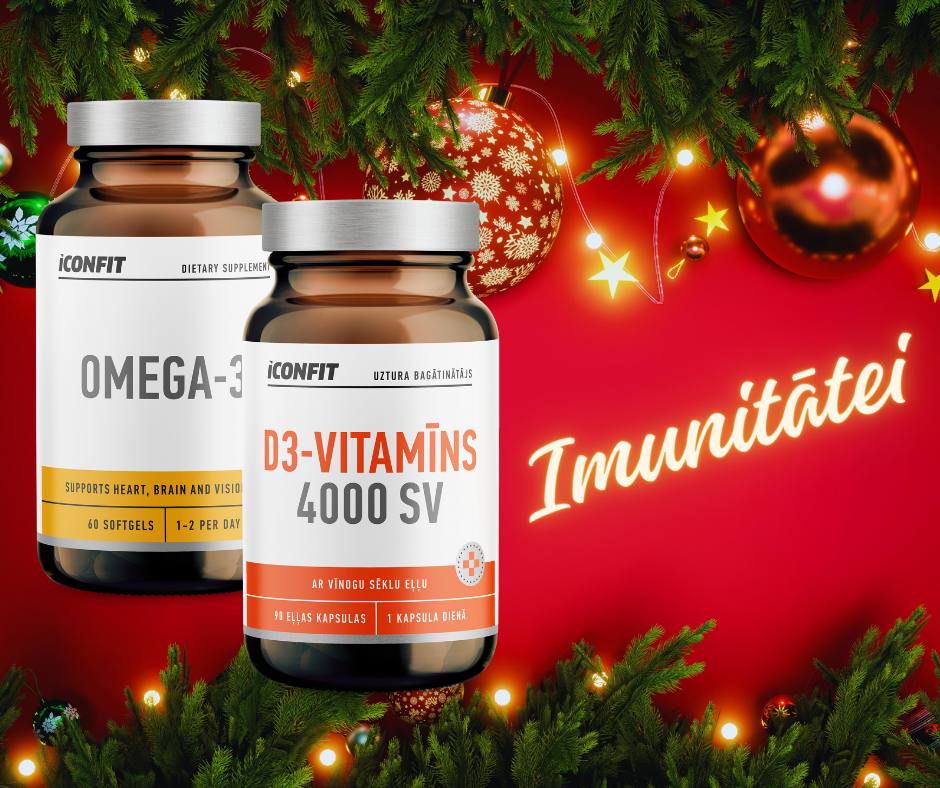 IMUNITĀTEI UN NERVU SISTĒMAI - OMEGA 3 + D3 VITAMĪNS 4000SV ICONFIT