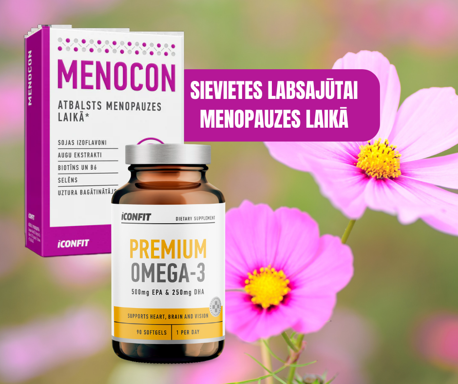 MENOPAUZES ATBALSTA KOMPLEKSS + OMEGA 3 PREMIUM ICONFIT