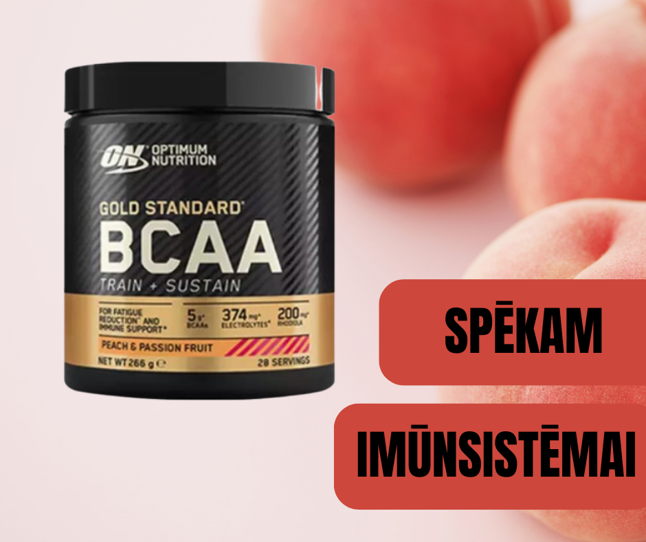AMINOSKĀBES BCAA GOLD STANDART Peach&Passion Fruit (266gr)