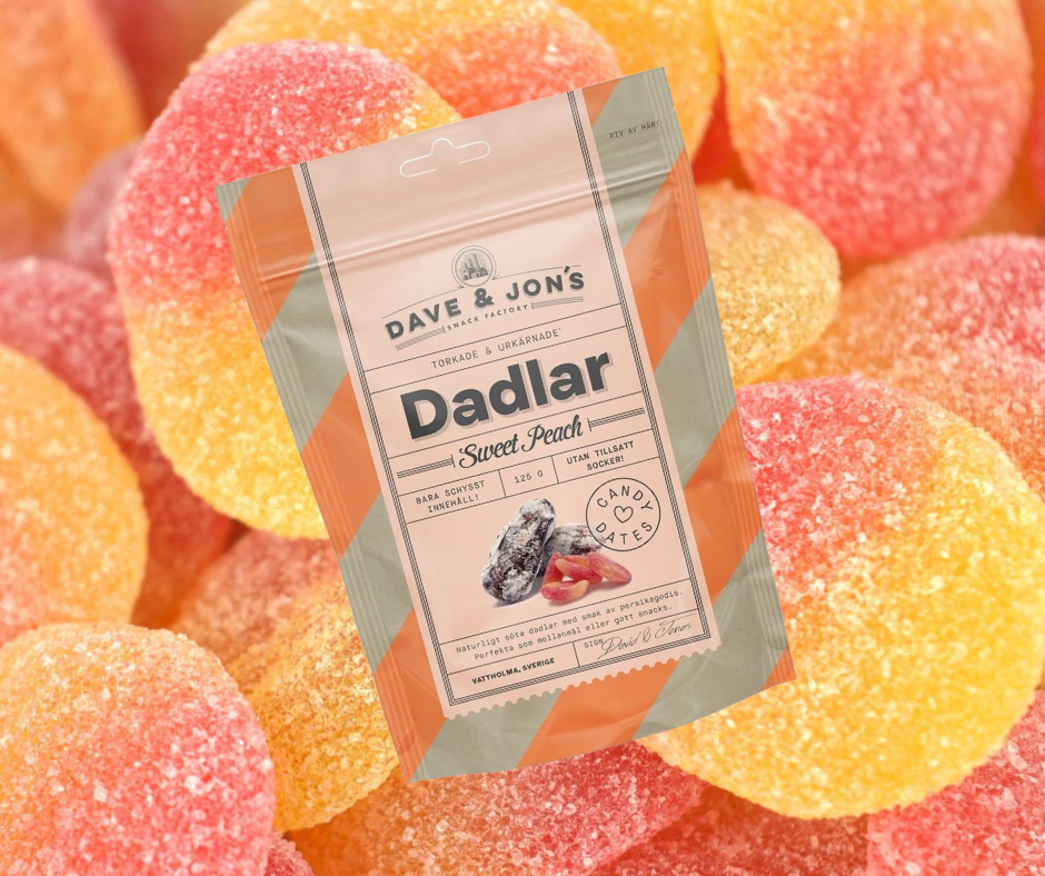 1 + 1 DATELES AR SWEET PEACH GARŠU DAVE & JON`S  2x125gr
