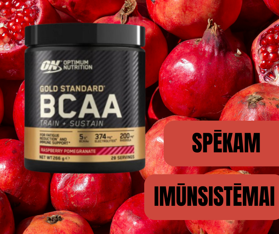 AMINOSKĀBES BCAA GOLD STANDART Raspberry & Pomegranate (266gr)