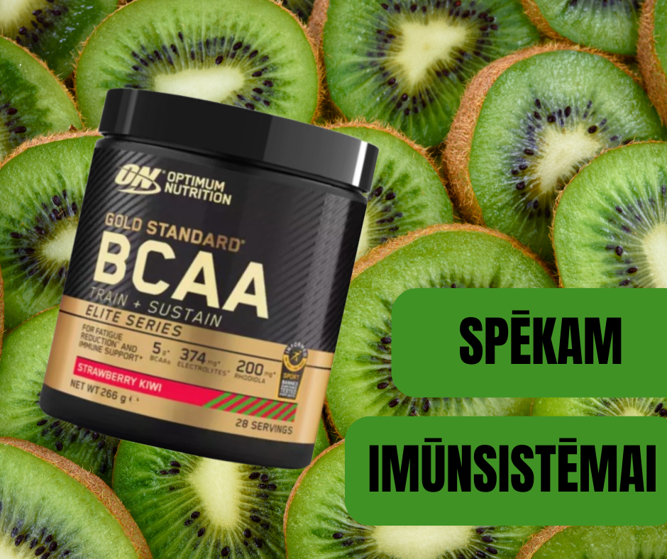 AMINOSKĀBES BCAA GOLD STANDART Strawberry & Kiwi (266gr)