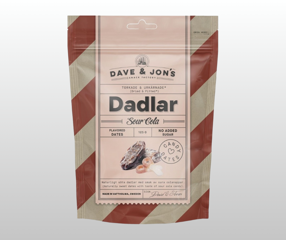 DATELES AR SOUR COLA GARŠU DAVE & JON`S  125gr
