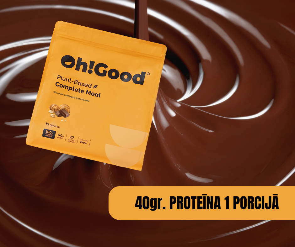 PROTEĪNA PULVERIS-MALTĪTES AIZVIETOTĀJS OH!GOOD ŠOKOLĀDE/ZEMESRIEKSTU SVIESTS 1,5kg