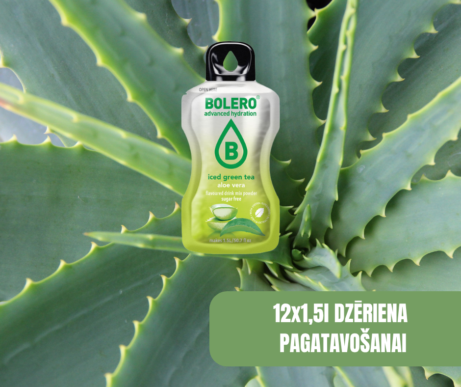 Maisījums dzērienu pagatavošanai BOLERO alvejas zaļā ledus tēja (12x8gr)