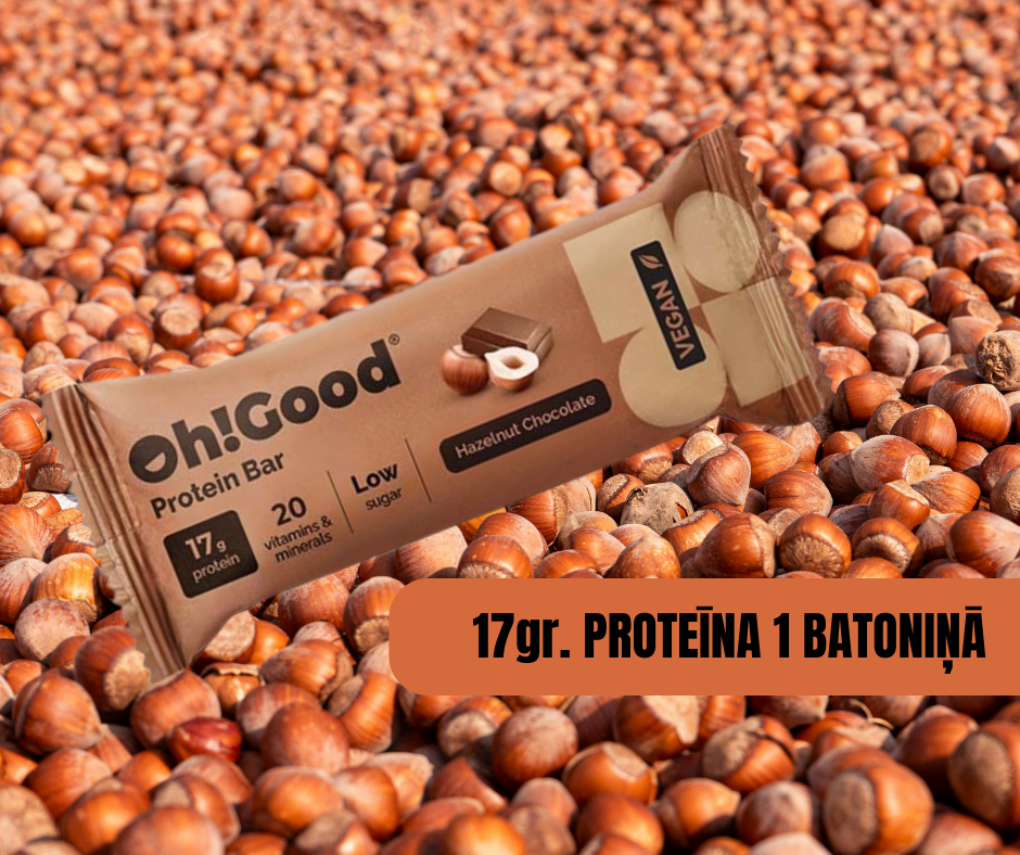 PROTEĪNA BATONIŅŠ, LAZDU RIEKSTI/ŠOKOLĀDE OH!GOOD 60g.