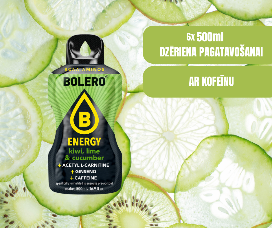 Maisījums dzērienu pagatavošanai BOLERO ENERGY kivi-laims-gurķis (6x14gr)