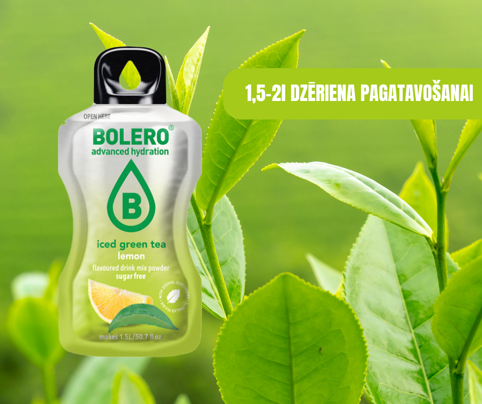 Maisījums dzērienu pagatavošanai BOLERO citronu zaļā ledus tēja (12x8gr)