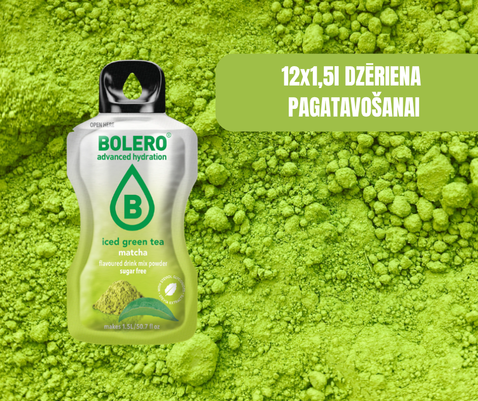 Maisījums dzērienu pagatavošanai BOLERO matcha zaļā ledus tēja (12x8gr)