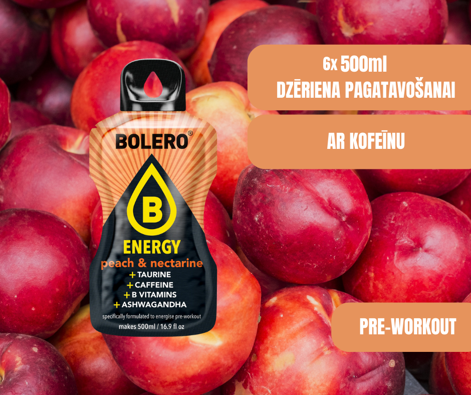 Maisījums dzērienu pagatavošanai BOLERO ENERGY persiks-nektarīns (6x14gr)