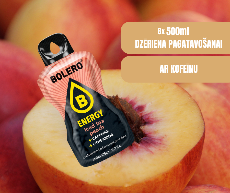 Maisījums dzērienu pagatavošanai BOLERO ENERGY persiku ledus tēja (6x14gr)