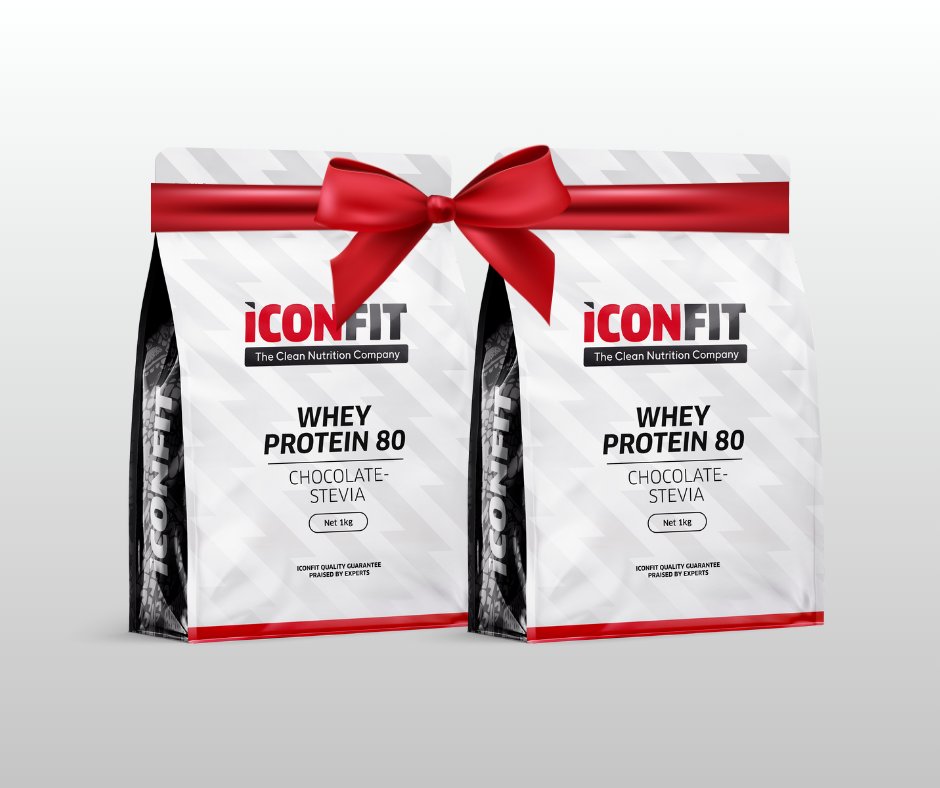 1 + 1 ŠOKOLĀDES SŪKALU PROTEĪNS 80 AR STĒVIJU ICONFIT 1kg + 1kg