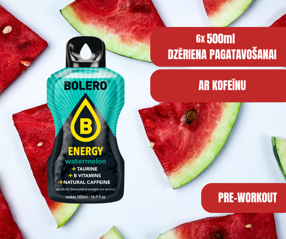 Maisījums dzērienu pagatavošanai BOLERO ENERGY arbūzs (6x14gr)
